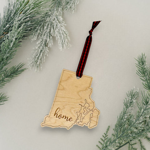 Rhode Island Home Script Ornament