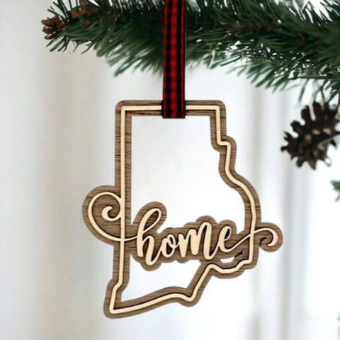Rhode Island Home Double Layer Ornament