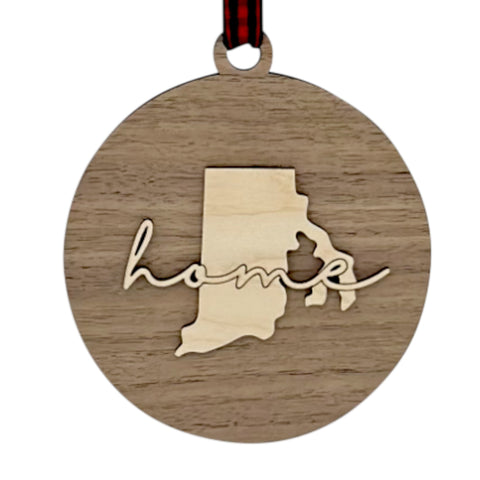 Rhode Island Home Cursive Ornament