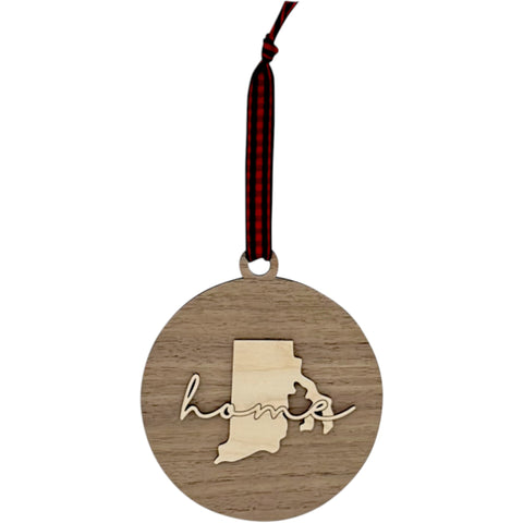 Rhode Island Home Cursive Ornament