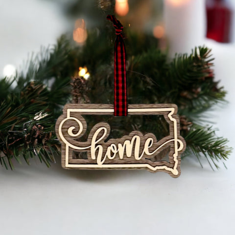 South Dakota Home Double Layer Ornament