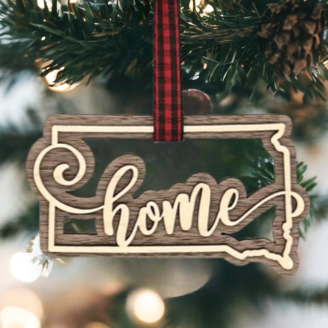 South Dakota Home Double Layer Ornament