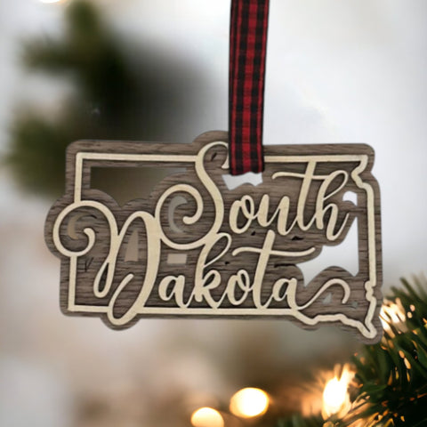 South Dakota Double Layer Ornament