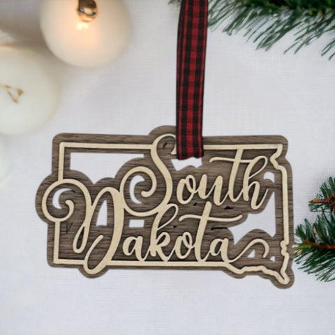 South Dakota Double Layer Ornament