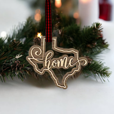 Texas Home Double Layer Ornament