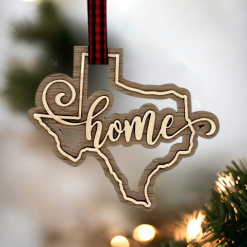 Texas Home Double Layer Ornament