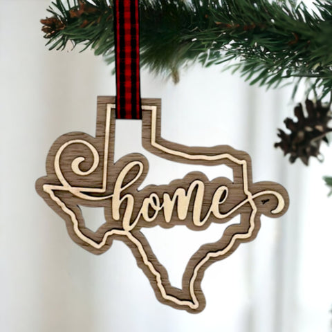 Texas Home Double Layer Ornament