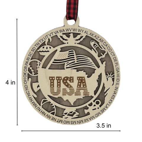 Deck the halls with a touch of the USA! Introducing the USA Highlights Ornament—a patriotic masterpiece celebrating the nation's iconic landmarks. Elevate your holiday decor with a dash of American pride.