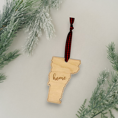 Vermont Home Script Ornament