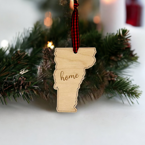 Vermont Home Script Ornament