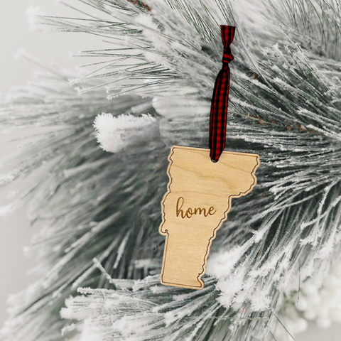 Vermont Home Script Ornament