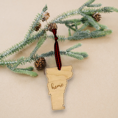 Vermont Home Script Ornament