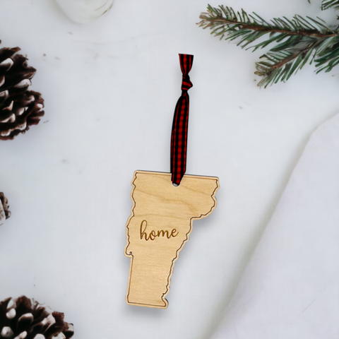 Vermont Home Script Ornament