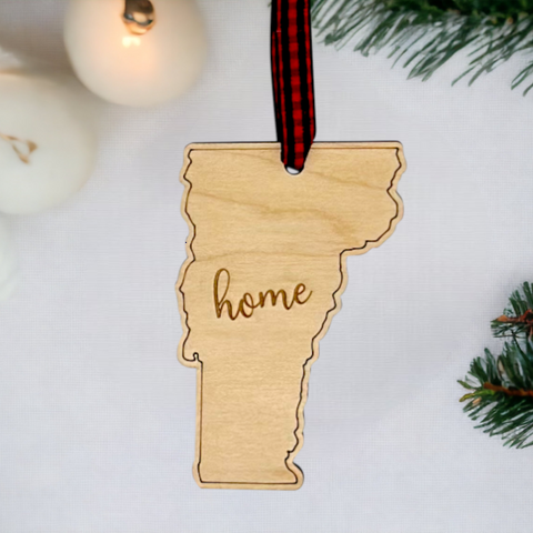 Vermont Home Script Ornament