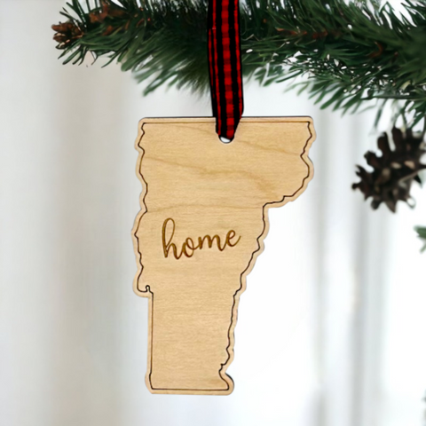 Vermont Home Script Ornament