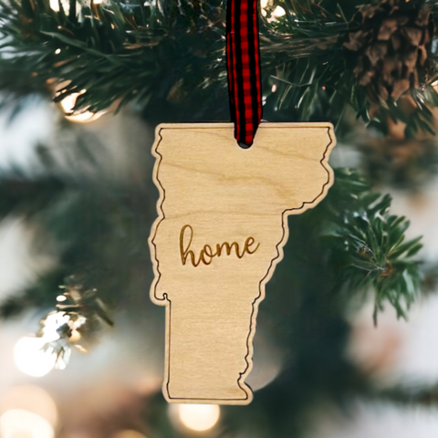 Vermont Home Script Ornament