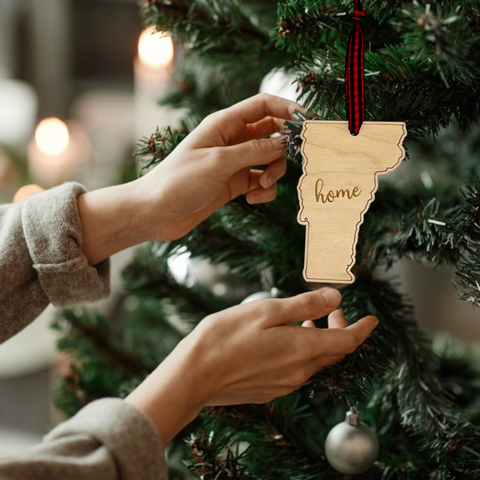 Vermont Home Script Ornament