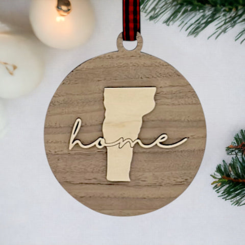 Vermont Home Cursive Ornament