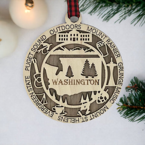 Unveil the beauty of the Evergreen State! Introducing the Washington Highlights Ornament—a miniature marvel capturing the essence of the Pacific Northwest. Elevate your holiday decor with a touch of Washington's wonders!