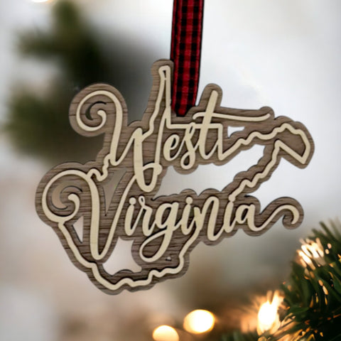 West Virginia Double Layer Ornament