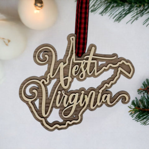 West Virginia Double Layer Ornament