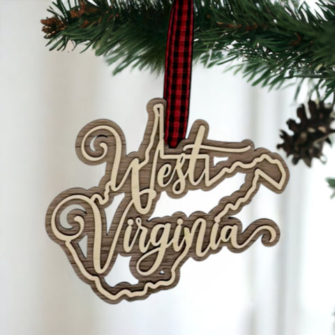 West Virginia Double Layer Ornament