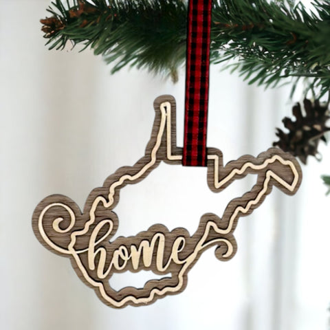 West Virginia Home Double Layer Ornament