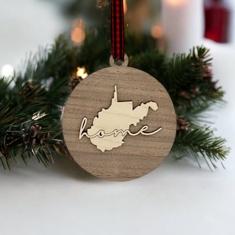 West Virginia Home Cursive Ornament