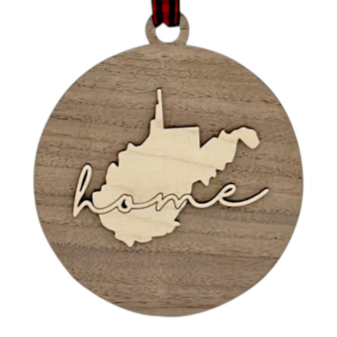 West Virginia Home Cursive Ornament