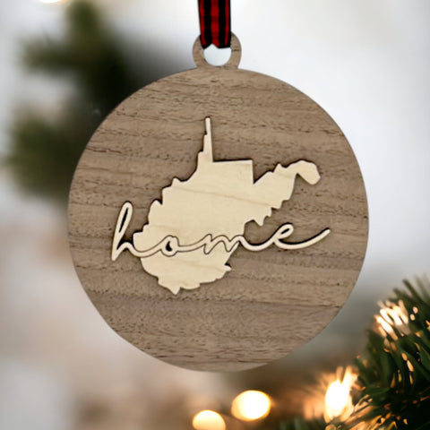 West Virginia Home Cursive Ornament