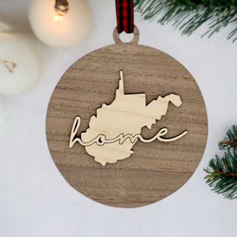 West Virginia Home Cursive Ornament