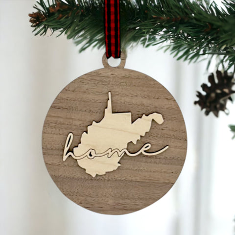 West Virginia Home Cursive Ornament