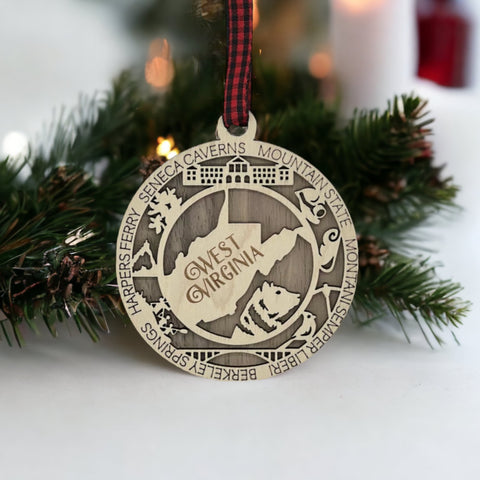 Experience the mountain magic! Introducing the West Virginia State Highlights Ornament—a captivating blend of heritage and scenery. Elevate your holiday décor with a touch of Wild, Wonderful West Virginia. Discover the spirit of the Mountain State this season!