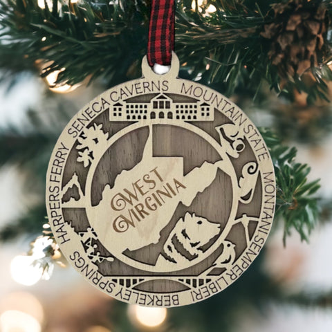 Experience the mountain magic! Introducing the West Virginia State Highlights Ornament—a captivating blend of heritage and scenery. Elevate your holiday décor with a touch of Wild, Wonderful West Virginia. Discover the spirit of the Mountain State this season!