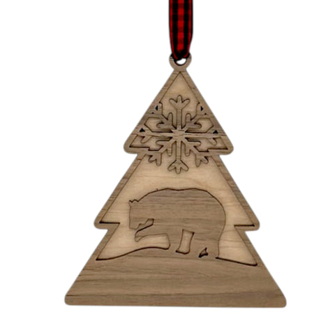 Winter Bear Wooden Ornament