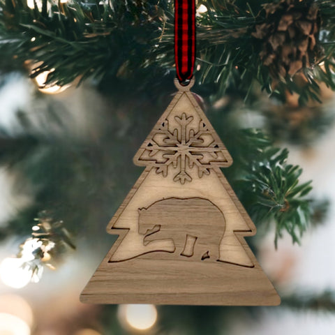 Winter Bear Wooden Ornament