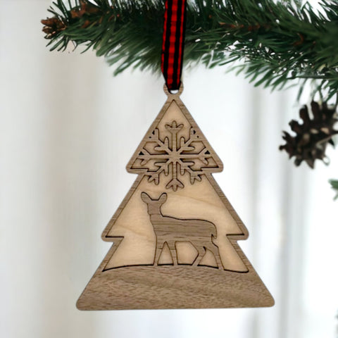 Winter Fox Wooden Ornament