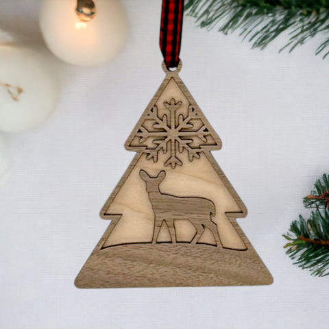 Winter Fox Wooden Ornament