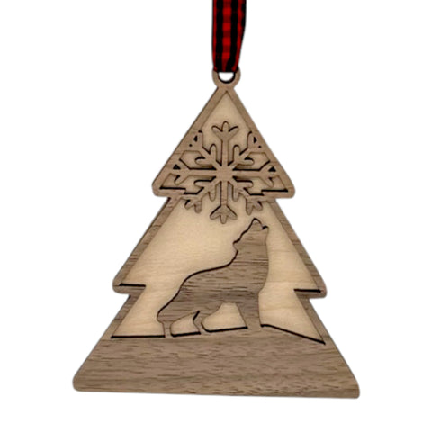 Winter Wolf Wooden Ornament