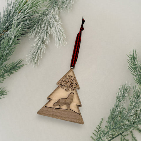 Winter Wolf Wooden Ornament