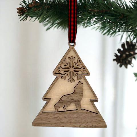 Winter Wolf Wooden Ornament