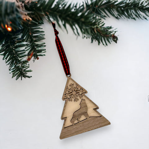 Winter Wolf Wooden Ornament