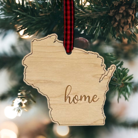 Wisconsin Home Script Ornament