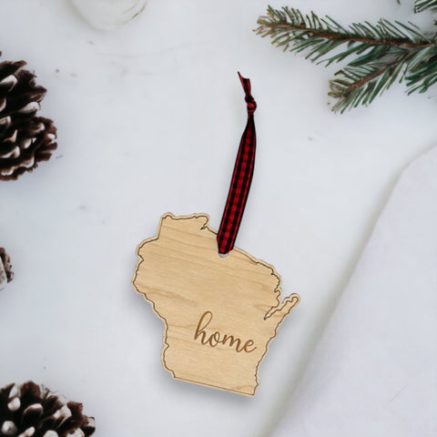 Wisconsin Home Script Ornament