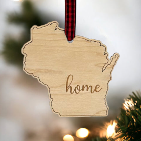 Wisconsin Home Script Ornament