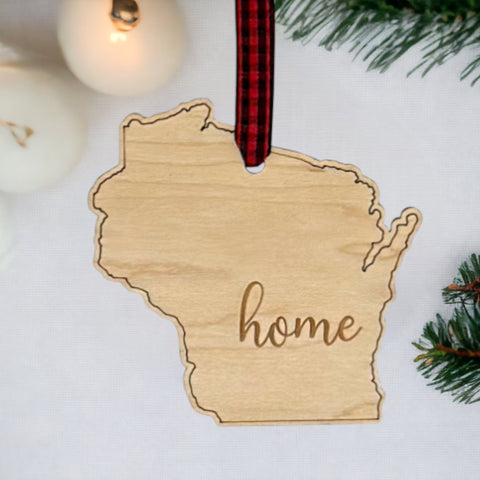 Wisconsin Home Script Ornament