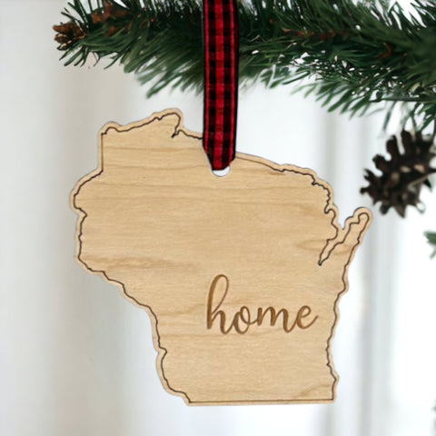 Wisconsin Home Script Ornament