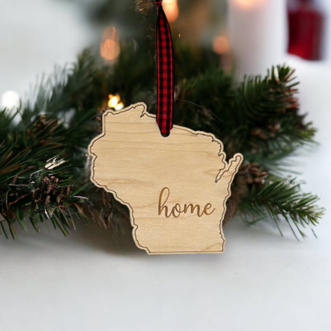 Wisconsin Home Script Ornament