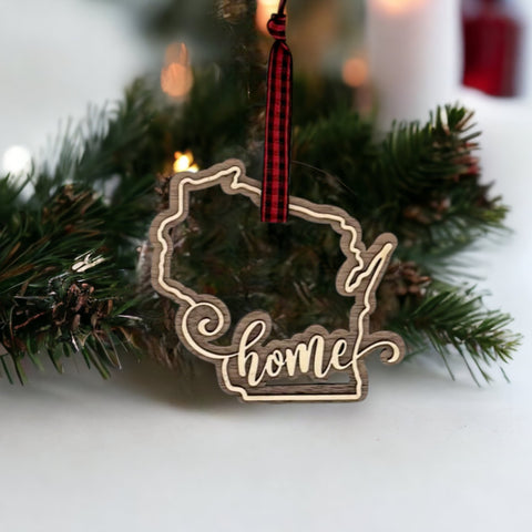 Wisconsin Home Double Layer Ornament