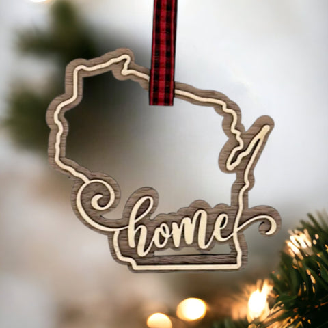 Wisconsin Home Double Layer Ornament